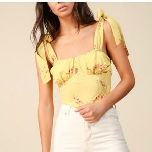 NWT Line‎ and dot Yellow floral top size large